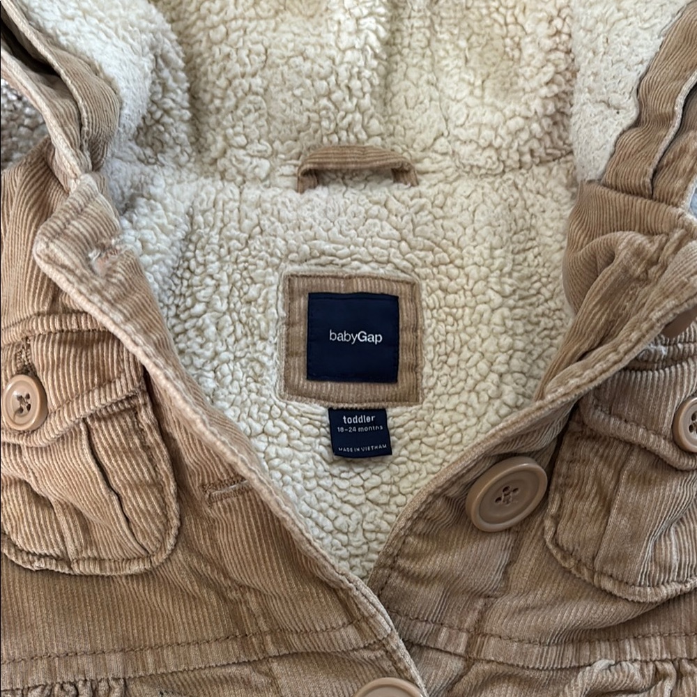 GAP Toddler Beige Corduroy Sherpa-Lined Jacket